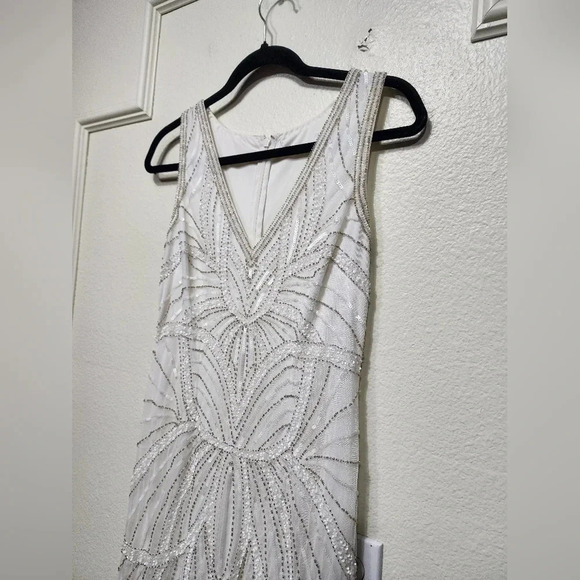 Lulu's Make Them Marvel White Beaded Mermaid Maxi Dress Wedding Bride Party - Picture 8 of 12